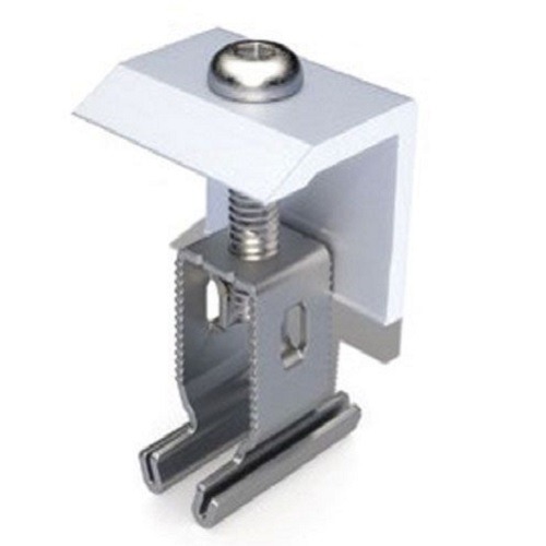 A solar panel mounting mid clamp securely attaches panels to rails, ensuring stability and proper alignment during installation