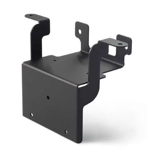 Aluminium powder-coated bracket laser cut or turret punched and bended