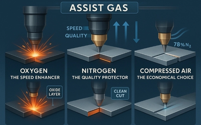 assist gas in metal laser cutting